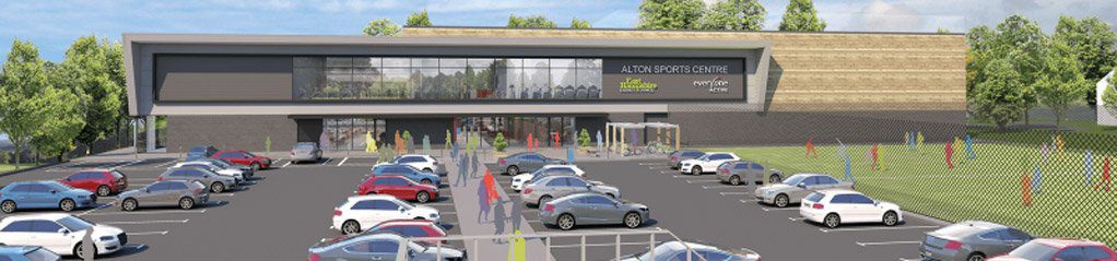 Render of the new Alton Sports Centre that will feature an EA Revolving Door